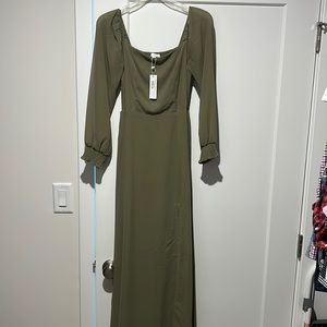 Baltic born Giselle maxi long sleeve dress - dusty olive